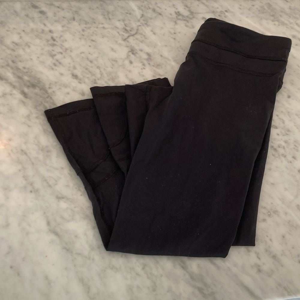 Lululemon Capri with semi sheer cutouts